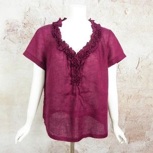 Talbots Linen Top Size 14 Womens Purple
